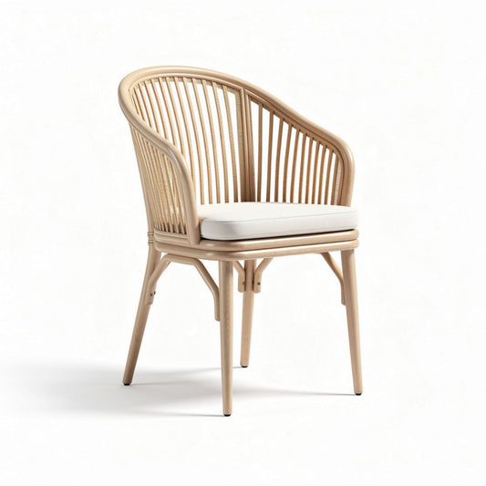 Chaise en rotin pour salon d'intérieur avec coussin - 70 x 65 x 85