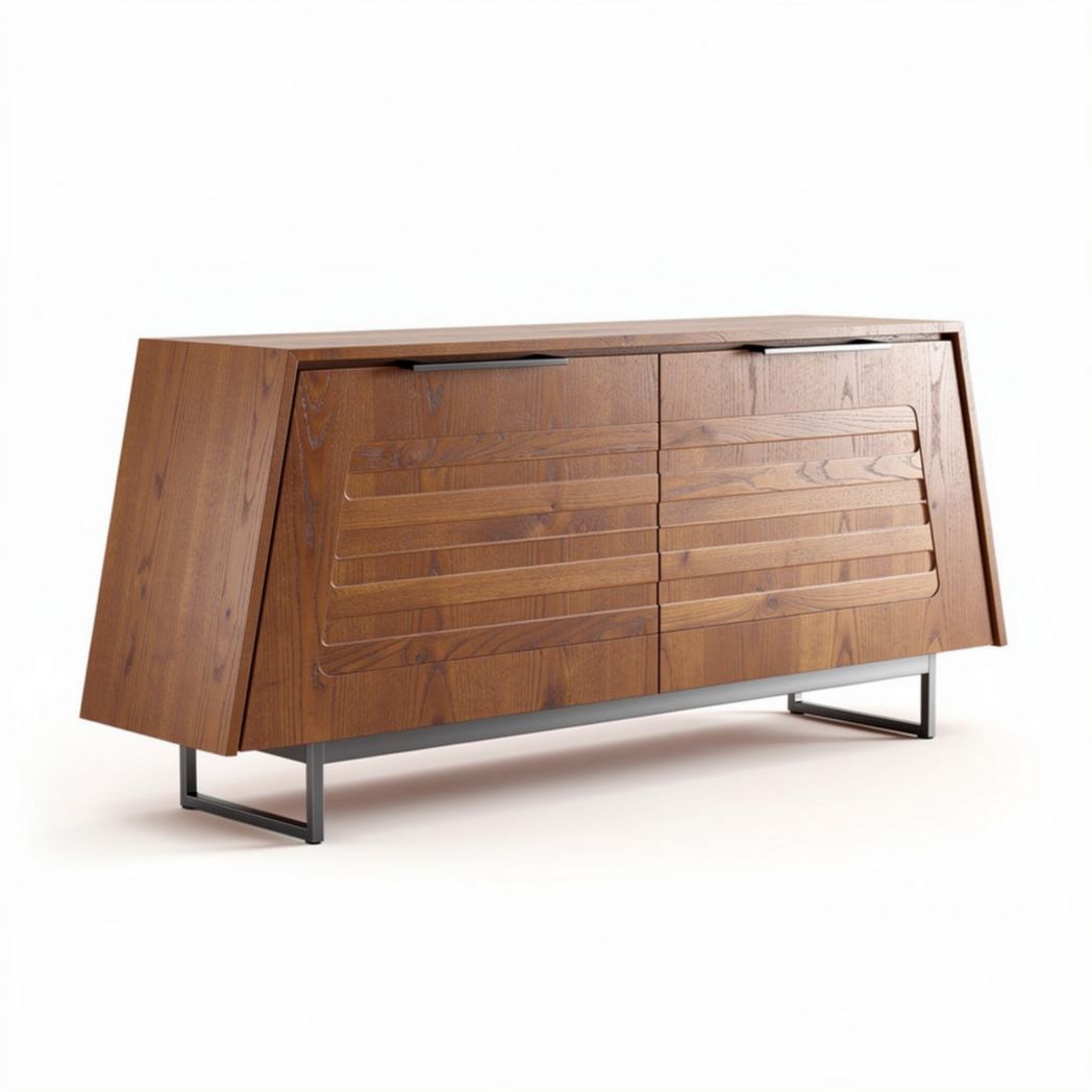 Buffet contemporain pour salle à manger en bois et métal - 150 x 45 x 80