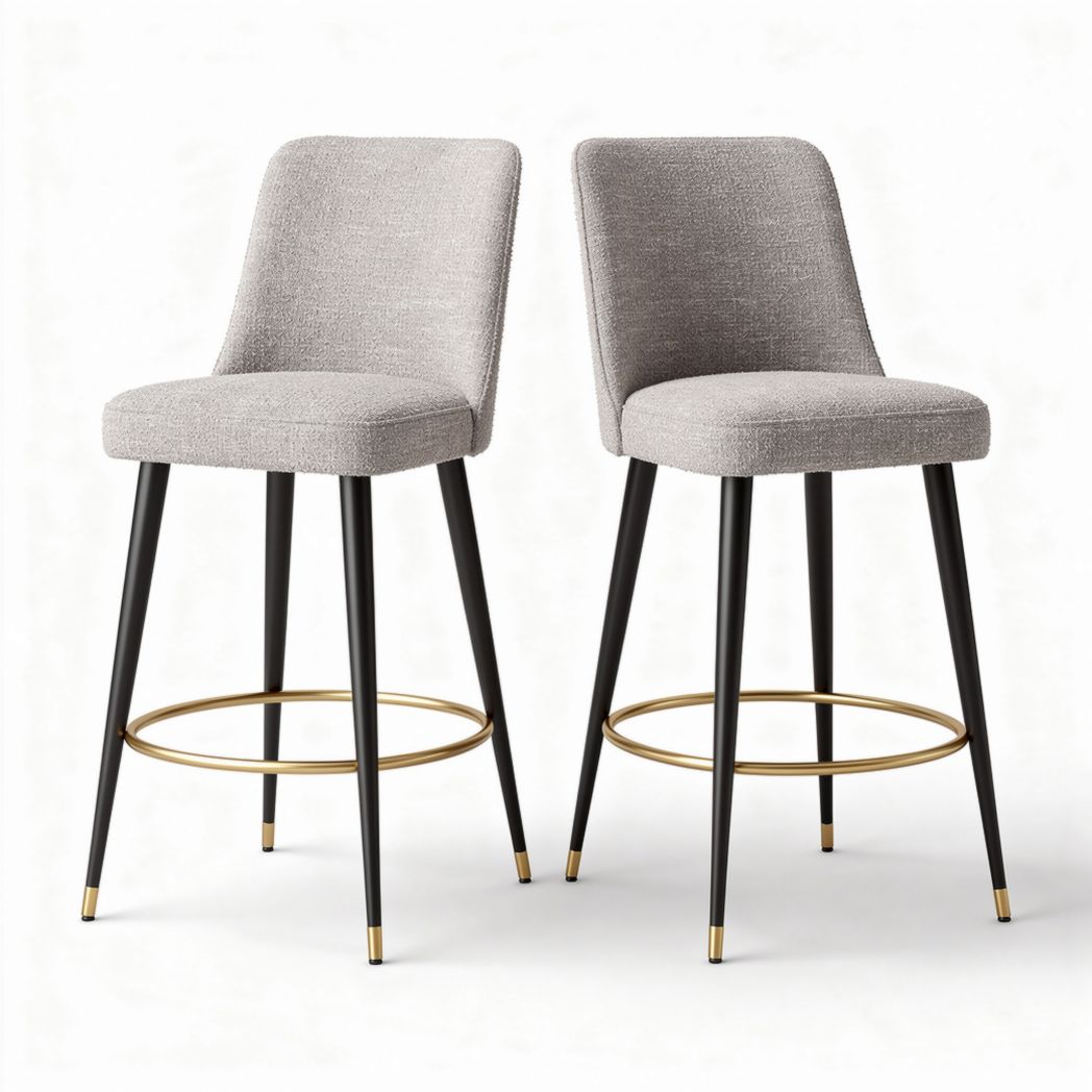 Tabouret de bar en tissu et métal pour cuisine ou salle à manger - 40 x 40 x 95