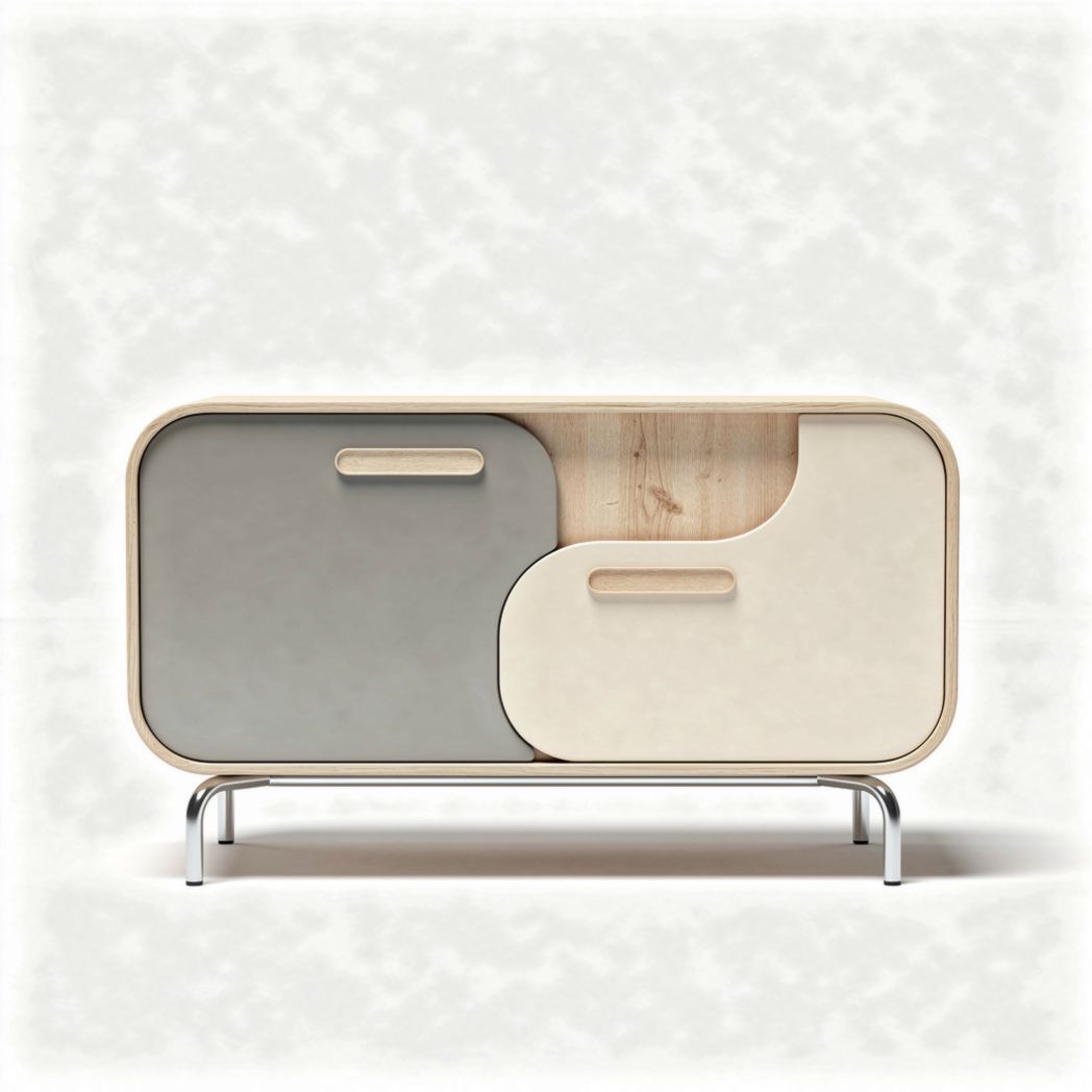 Meuble de rangement design pour salon en bois et métal - 120 x 45 x 70